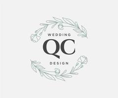 qc initialen brief hochzeitsmonogramm logos sammlung, handgezeichnete moderne minimalistische und florale vorlagen für einladungskarten, save the date, elegante identität für restaurant, boutique, café im vektor