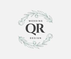 qr initialer brev bröllop monogram logotyper samling, hand dragen modern minimalistisk och blommig mallar för inbjudan kort, spara de datum, elegant identitet för restaurang, boutique, Kafé i vektor