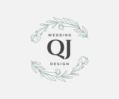 qj initialer brev bröllop monogram logotyper samling, hand dragen modern minimalistisk och blommig mallar för inbjudan kort, spara de datum, elegant identitet för restaurang, boutique, Kafé i vektor