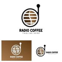 Kaffee-Radio-Logo, Podcast-Radio-Design, Kaffee-Symbol, Kaffee-Café-Logo-Produktmarkenvektor vektor