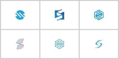 Digitaler Buchstabe s Technologie Symbol Logo Design Element vektor