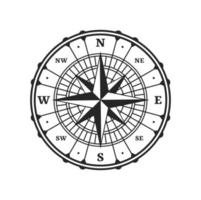 alter kompass, vintage karte windrosensymbol vektor