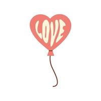 süßer Ballon in Form von Herzen mit Wort Liebe isoliert auf weißem Hintergrund. karikaturvektorillustration für druck, web, grußkarte vektor