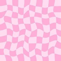 vriden rutig färgrik bakgrund. abstrakt vektor sömlös mönster. retro vågig psychedelic schackbräde. rosa färger