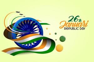 75-jähriger glücklicher Unabhängigkeitstag Indien Vektorschablonendesign glücklicher Unabhängigkeitstag Indien. 3d ashoka chakra mit indischer flagge 26. januar, feier des tages der republik von indien vektor