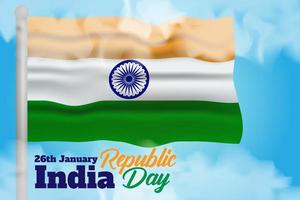 75 år Lycklig oberoende dag Indien vektor mall design Lycklig oberoende dag Indien. 3d ashoka chakra med indisk flagga 26: e av januari, republik dag firande av Indien
