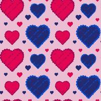 nahtloses Muster mit rosa und blauen Herzen. Stoffmuster. Vektor-Retro-Textur. einfaches Design. vektor