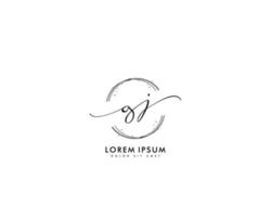 första gj feminin logotyp skönhet monogram och elegant logotyp design, handstil logotyp av första signatur, bröllop, mode, blommig och botanisk med kreativ mall vektor