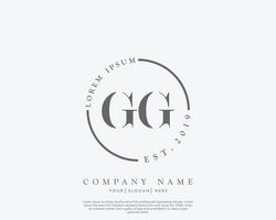 första gg feminin logotyp skönhet monogram och elegant logotyp design, handstil logotyp av första signatur, bröllop, mode, blommig och botanisk med kreativ mall vektor