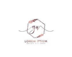 anfängliches gu feminines logo schönheitsmonogramm und elegantes logodesign, handschriftliches logo der ersten unterschrift, hochzeit, mode, blumen und botanik mit kreativer vorlage vektor