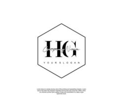 första hg feminin logotyp skönhet monogram och elegant logotyp design, handstil logotyp av första signatur, bröllop, mode, blommig och botanisk med kreativ mall vektor