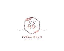 initiales hb feminines logo schönheitsmonogramm und elegantes logodesign, handschriftlogo der ersten unterschrift, hochzeit, mode, blumen und botanik mit kreativer vorlage vektor