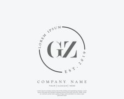 första gz feminin logotyp skönhet monogram och elegant logotyp design, handstil logotyp av första signatur, bröllop, mode, blommig och botanisk med kreativ mall vektor