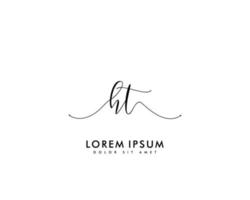 första ht feminin logotyp skönhet monogram och elegant logotyp design, handstil logotyp av första signatur, bröllop, mode, blommig och botanisk med kreativ mall vektor