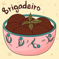 brasiliansk traditionell mat. brigadeiro. vektor illustration i hand dragen stil