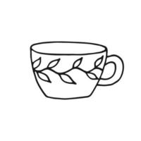 handgezeichneter Becher. Tasse im Doodle-Stil. Vektor-Illustration isoliert auf weißem Hintergrund. vektor