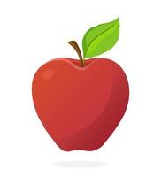 röd äpple med stam och blad vektor