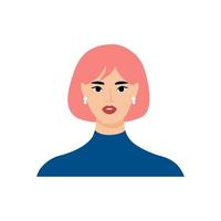 skön ung kvinna med rosa hår. vektor illustration i platt stil