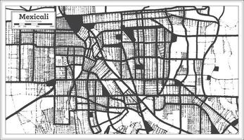 mexicali Mexiko-Stadtplan in schwarz-weißer Farbe im Retro-Stil. Übersichtskarte. vektor