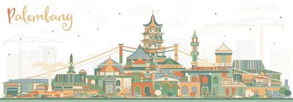 palembang indonesien stad horisont med Färg byggnader. vektor