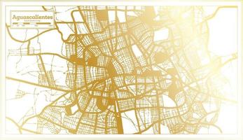 aguascalientes mexiko stadtplan im retro-stil in goldener farbe. Übersichtskarte. vektor