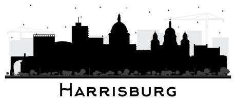 harrisburg Pennsylvania stad horisont silhuett med svart byggnader isolerat på vit. vektor