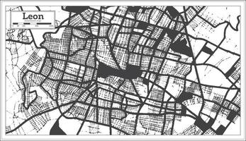 leon mexiko stadtplan in schwarz-weißer farbe im retro-stil. Übersichtskarte. vektor