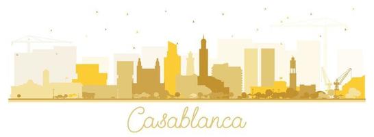 casablanca marocko stad horisont silhuett med gyllene byggnader isolerat på vit. vektor