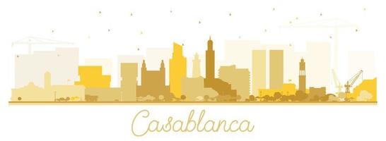 casablanca marokko city skyline silhouette mit goldenen gebäuden isoliert auf weiß. vektor