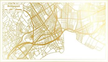 Bridgeport USA Stadtplan im Retro-Stil in goldener Farbe. Übersichtskarte. vektor