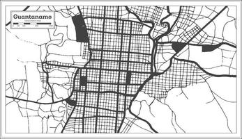 guantanamo kuba stad Karta i svart och vit Färg i retro stil. översikt Karta. vektor
