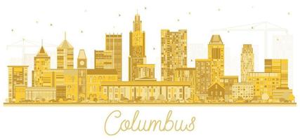 columbus ohio city skyline mit goldenen gebäuden isoliert auf weiß. vektor