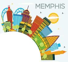 memphis tennessee city skyline mit farbigen gebäuden, blauem himmel und kopierraum. vektor