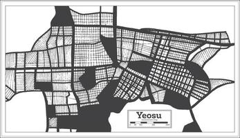 Yeosu Südkorea Stadtplan in schwarz-weißer Farbe im Retro-Stil. vektor