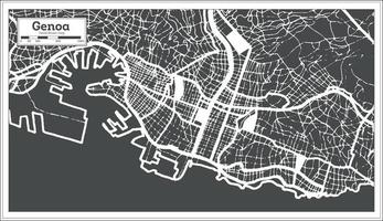 genua Italien stad Karta i svart och vit Färg i retro stil. översikt Karta. vektor