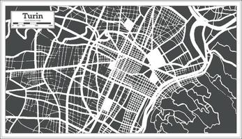 turin italien stadtplan in schwarz-weißer farbe im retro-stil. Übersichtskarte. vektor
