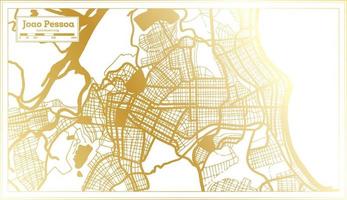 Joao Pessoa Brasilien Stadtplan im Retro-Stil in goldener Farbe. Übersichtskarte. vektor