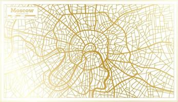 Moskau Russland Stadtplan im Retro-Stil in goldener Farbe. Übersichtskarte. vektor