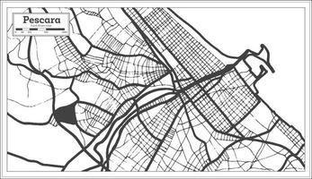 pescara Italien stad Karta i svart och vit Färg i retro stil. översikt Karta. vektor
