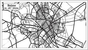 reims frankreich karte in schwarz und weiß. vektor