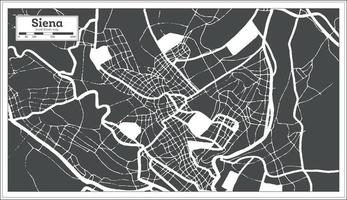 siena italien stadtplan in schwarz-weißer farbe im retro-stil. Übersichtskarte. vektor