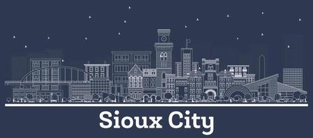 umriss sioux city iowa skyline mit weißen gebäuden. vektor