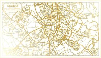 madrid spanien stadtplan im retro-stil in goldener farbe. Übersichtskarte. vektor