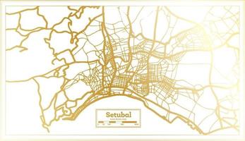 setubal portugal stad Karta i retro stil i gyllene Färg. översikt Karta. vektor