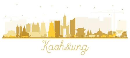 kaohsiung taiwan city skyline silhouette mit goldenen gebäuden isoliert auf weiß. vektor