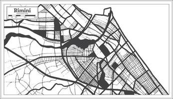 rimini italien stadtplan in schwarz-weißer farbe im retro-stil. Übersichtskarte. vektor