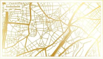 anderlecht belgien stad Karta i retro stil i gyllene Färg. översikt Karta. vektor