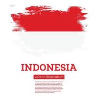 Indonesien-Flagge mit Pinselstrichen. Tag der Unabhängigkeit. vektor