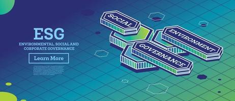 ESG-Konzept von Umwelt, Soziales und Governance. Infografik-Element mit drei Sechseckelementen. vektor