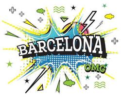 Barcelona Comic-Text im Pop-Art-Stil isoliert auf weißem Hintergrund.
